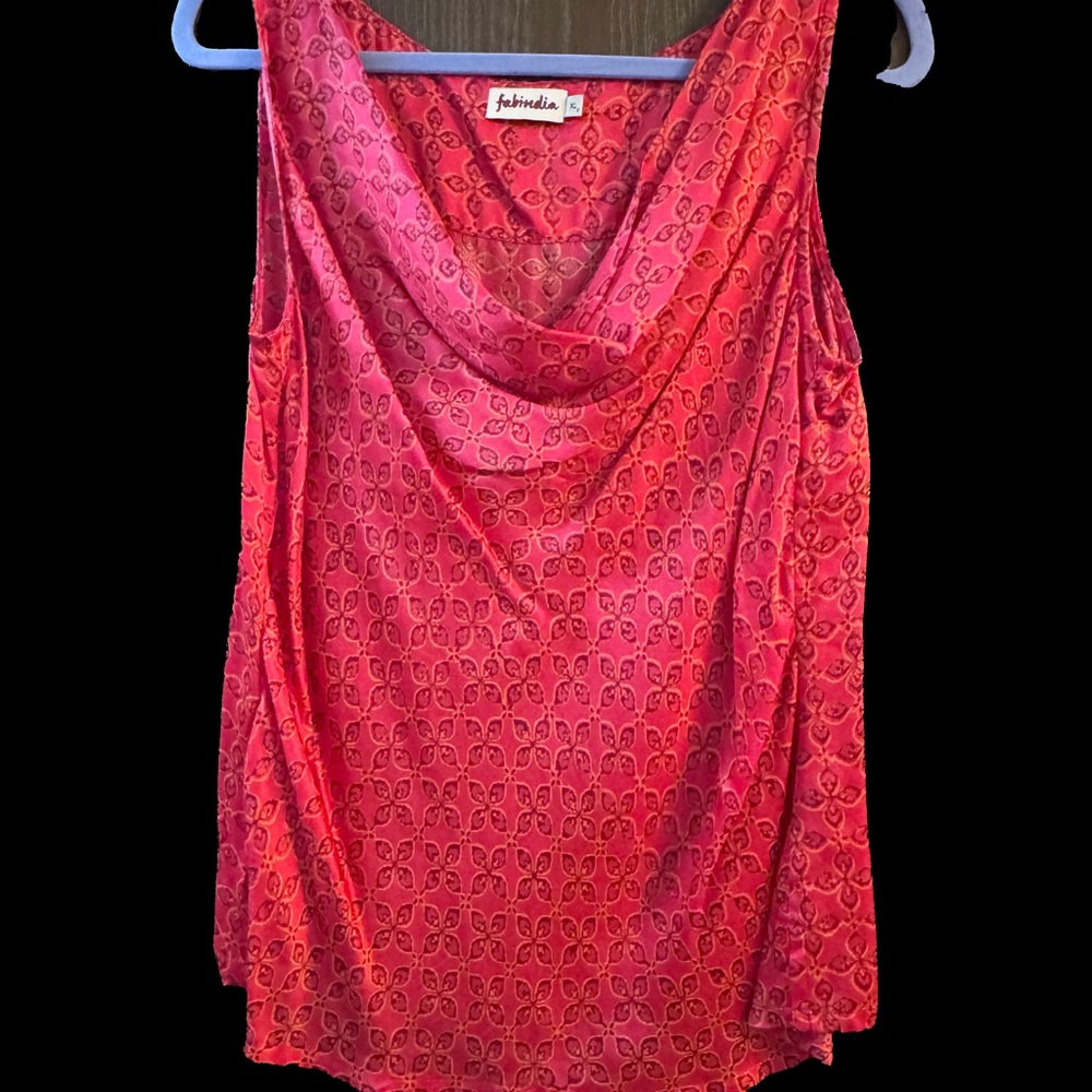 Fabindia Pink Draped Tank Top